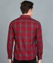 Men's Red Cotton Full Sleeve Slim Fit Casual Checkered Shirt