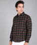 Men's Black Cotton Full Sleeve Slim Fit Casual Checkered Shirt