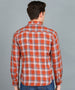 Men's Orange Cotton Full Sleeve Slim Fit Casual Checkered Shirt