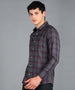 Men's Grey Cotton Full Sleeve Slim Fit Casual Checkered Shirt