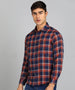 Men's Blue Cotton Full Sleeve Slim Fit Casual Checkered Shirt