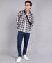 Men's Grey Cotton Full Sleeve Slim Fit Casual Checkered Shirt