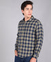 Men's Blue Cotton Full Sleeve Slim Fit Casual Checkered Shirt