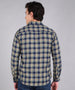 Men's Blue Cotton Full Sleeve Slim Fit Casual Checkered Shirt