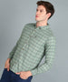 Men's Grey Cotton Full Sleeve Slim Fit Casual Checkered Shirt