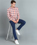 Men's Pink Cotton Full Sleeve Slim Fit Casual Checkered Shirt