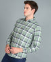 Men's Grey Cotton Full Sleeve Slim Fit Casual Checkered Shirt