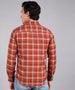 Men's Brown Cotton Full Sleeve Slim Fit Casual Checkered Shirt