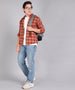 Men's Brown Cotton Full Sleeve Slim Fit Casual Checkered Shirt