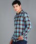 Men's Blue Cotton Full Sleeve Slim Fit Casual Checkered Shirt