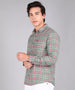 Men's Green Cotton Full Sleeve Slim Fit Casual Checkered Shirt