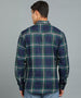 Men's Green Cotton Full Sleeve Slim Fit Casual Checkered Shirt