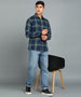 Men's Green Cotton Full Sleeve Slim Fit Casual Checkered Shirt