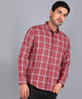 Men's Red Cotton Full Sleeve Slim Fit Casual Checkered Shirt