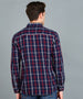 Men's Navy Blue Cotton Full Sleeve Slim Fit Casual Checkered Shirt