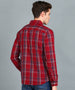 Men's Red Cotton Full Sleeve Slim Fit Casual Checkered Shirt