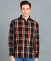 Men's Black, Orange Cotton Full Sleeve Slim Fit Casual Checkered Shirt