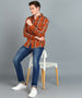 Men's Orange Cotton Full Sleeve Slim Fit Casual Checkered Shirt