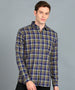 Men's Blue Cotton Full Sleeve Slim Fit Casual Checkered Shirt