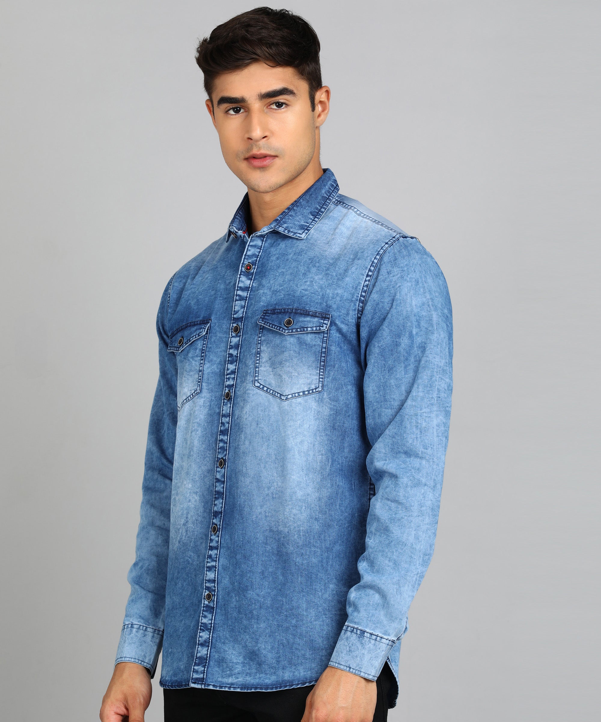 Men's Blue Full Sleeve Slim Fit Casual Denim Shirt