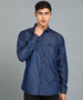 Men's Navy Blue Full Sleeve Slim Fit Casual Denim Shirt