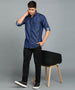 Men's Navy Blue Full Sleeve Slim Fit Casual Denim Shirt