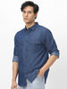 Men's Dark Blue Full Sleeve Regular Fit Casual Denim Shirt