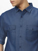 Men's Dark Blue Full Sleeve Regular Fit Casual Denim Shirt