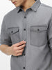 Men's Ice Grey Full Sleeve Regular Fit Casual Denim Shirt