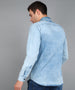 Men's Ice Blue Denim Full Sleeve Slim Fit Washed Casual Shirt