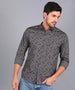 Men's Brown Cotton Full Sleeve Slim Fit Casual Printed Shirt