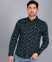 Men's Navy Cotton Full Sleeve Slim Fit Casual Printed Shirt