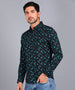 Men's Navy Cotton Full Sleeve Slim Fit Casual Printed Shirt