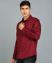 Men's Maroon Cotton Full Sleeve Slim Fit Casual Printed Shirt