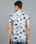 Men's Grey Cotton Half Sleeve Slim Fit Casual Floral Printed Shirt