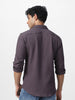 Men's Dark Lavender Cotton Full Sleeve Regular Fit Textured Shirt with Spread Collar