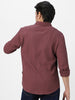 Men's Mauve Cotton Full Sleeve Regular Fit Textured Shirt with Spread Collar