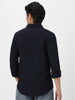 Men's Navy Cotton Full Sleeve Regular Fit Textured Shirt with Spread Collar