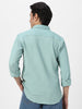 Men's Sea Green Cotton Full Sleeve Regular Fit Textured Shirt with Spread Collar