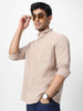 Men's Brown Cotton Full Sleeve Regular Fit Casual Solid Shirt with Band Collar