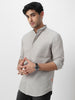 Men's Grey Cotton Full Sleeve Regular Fit Casual Solid Shirt with Band Collar