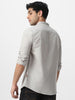 Men's Grey Cotton Full Sleeve Regular Fit Casual Solid Shirt with Band Collar