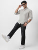 Men's Grey Cotton Full Sleeve Regular Fit Casual Solid Shirt with Band Collar