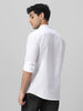 Men's White Cotton Full Sleeve Regular Fit Casual Solid Shirt with Band Collar