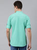 Men Turquoise Blue Slim Fit Solid Casual Shirt