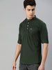 Men Olive Green Slim Fit Solid Casual Shirt