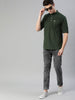 Men Olive Green Slim Fit Solid Casual Shirt