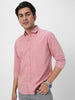 Men's Pink Cotton Full Sleeve Regular Fit Casual Solid Shirt