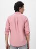 Men's Pink Cotton Full Sleeve Regular Fit Casual Solid Shirt