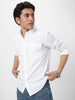 Men's White Cotton Full Sleeve Regular Fit Casual Solid Shirt